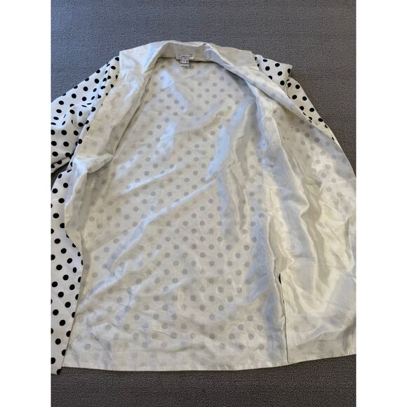 GRACE CHUANG Women's Small Polka Dot Duster Jacket Coat S White Black - Picture 8 of 16